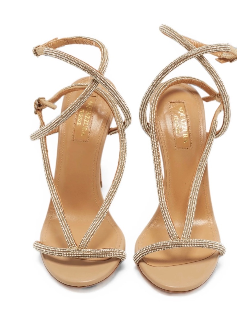 Aquazzura Crystal-Embellished Moondust Sandals -Authentic